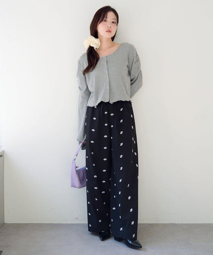 波點與純色 針拔羅紋 針織開衫