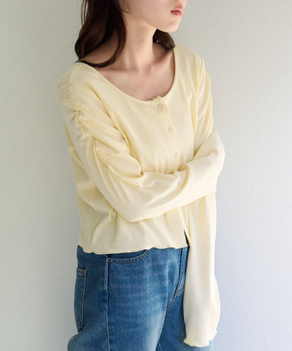 波點與純色 針拔羅紋 針織開衫