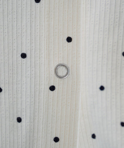 波點與純色 針拔羅紋 針織開衫