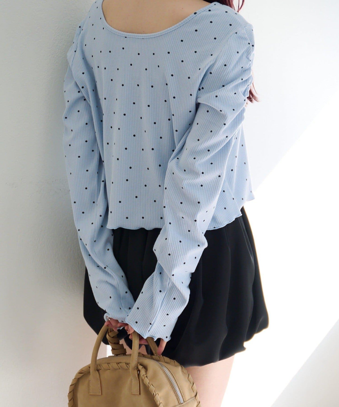 波點與純色 針拔羅紋 針織開衫