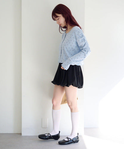 波點與純色 針拔羅紋 針織開衫