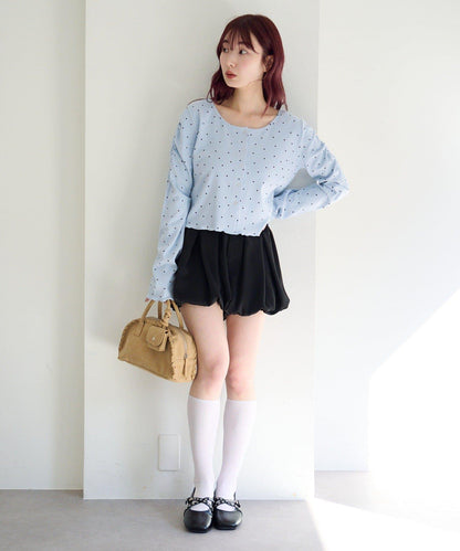 波點與純色 針拔羅紋 針織開衫