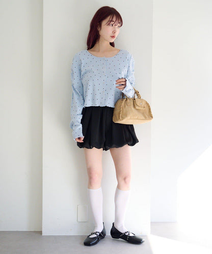 波點與純色 針拔羅紋 針織開衫