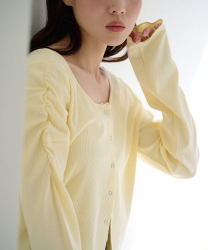 波點與純色 針拔羅紋 針織開衫