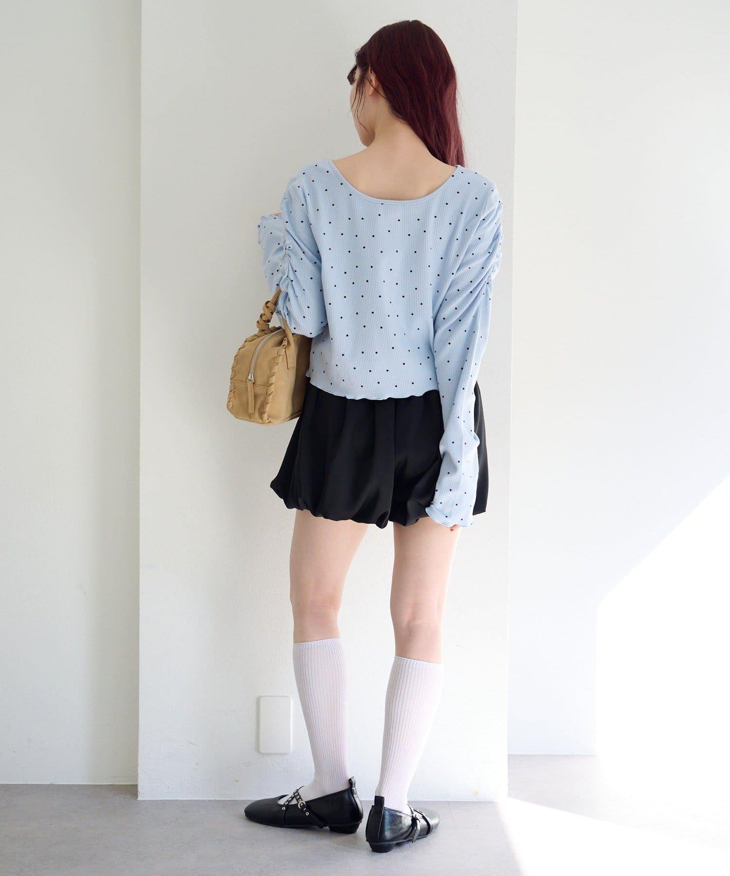 波點與純色 針拔羅紋 針織開衫