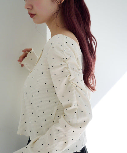 波點與純色 針拔羅紋 針織開衫