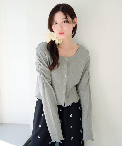 波點與純色 針拔羅紋 針織開衫