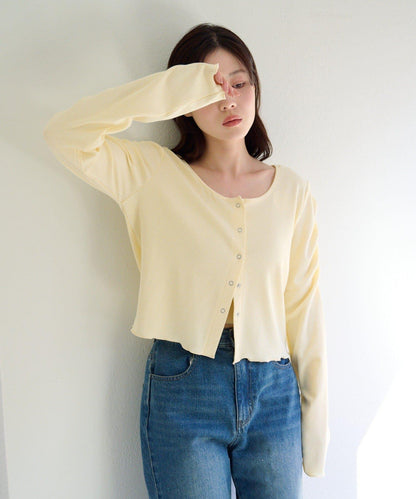 波點與純色 針拔羅紋 針織開衫