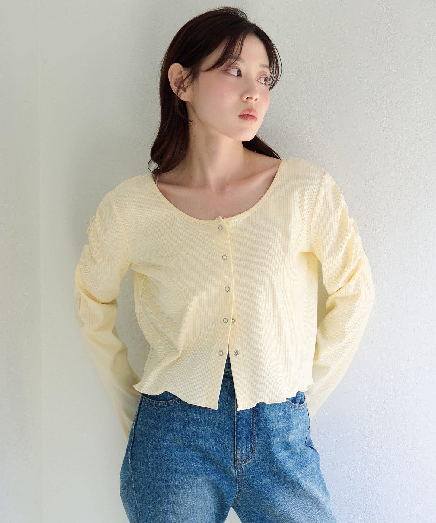 波點與純色 針拔羅紋 針織開衫