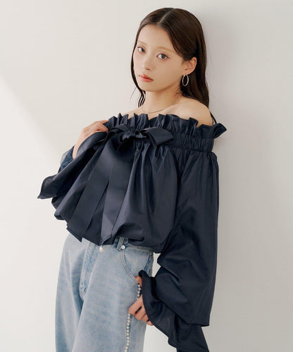 SALON by Chico 2way立領荷葉邊襯衫