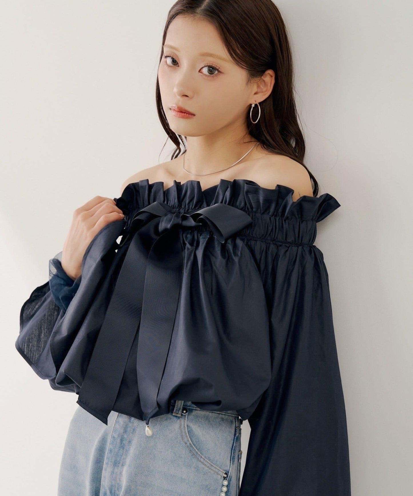 SALON by Chico 2way立領荷葉邊襯衫