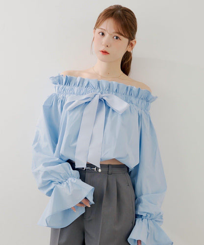 SALON by Chico 2way立領荷葉邊襯衫