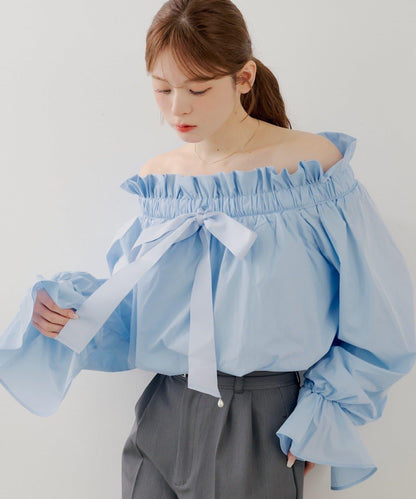 SALON by Chico 2way立領荷葉邊襯衫