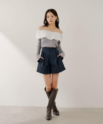 SALON by Chico 腰部金屬扣帶設計 休閒短褲