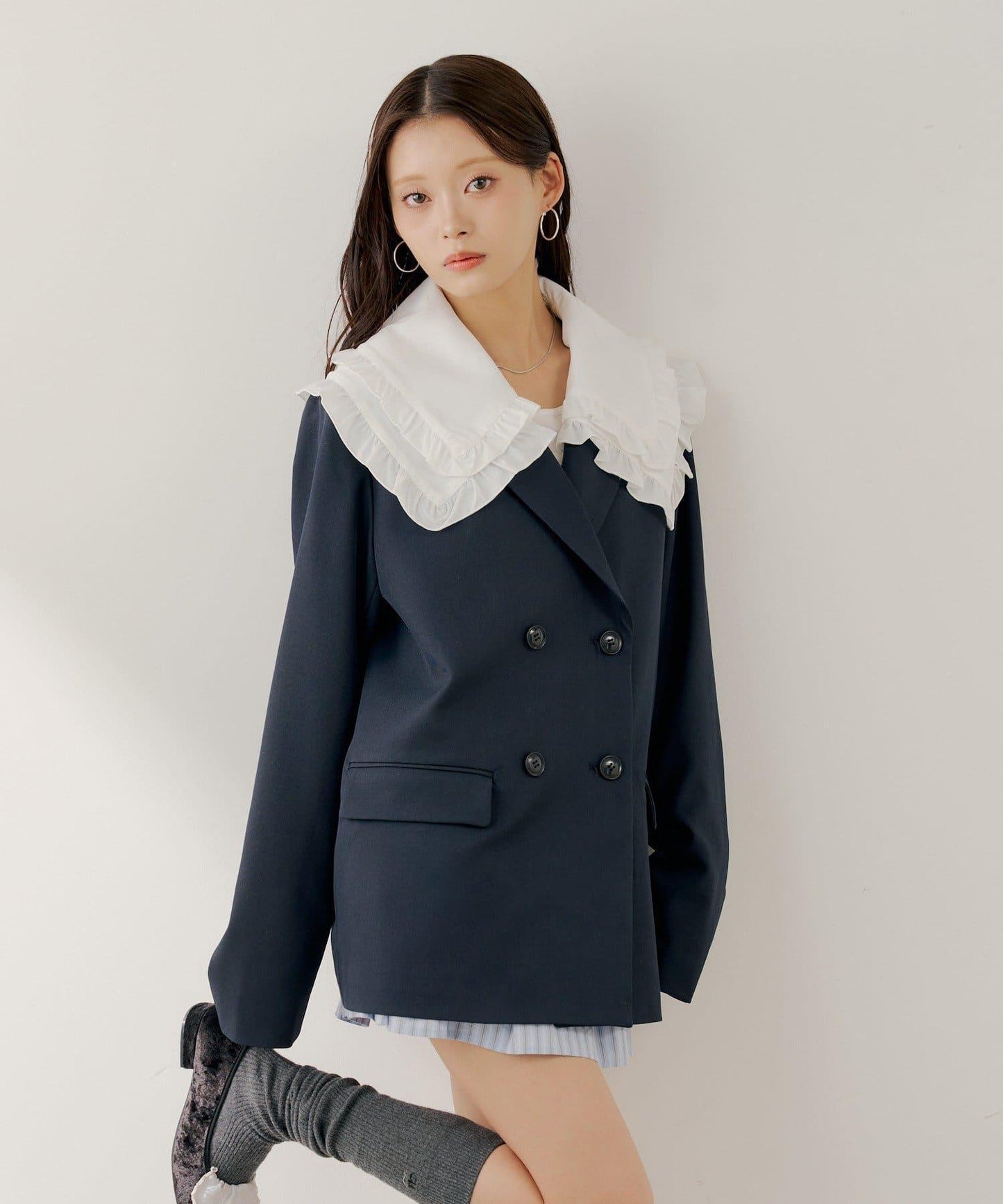 SALON by Chico 可拆卸領 雙層荷葉邊 外套