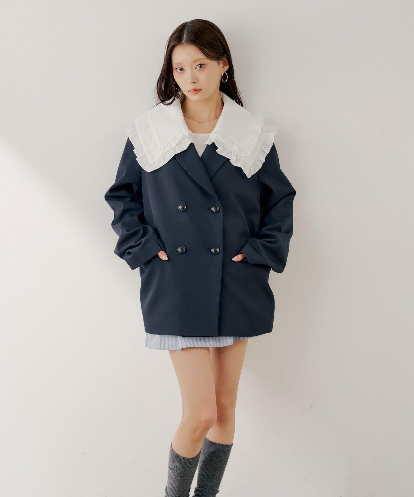 SALON by Chico 可拆卸領 雙層荷葉邊 外套