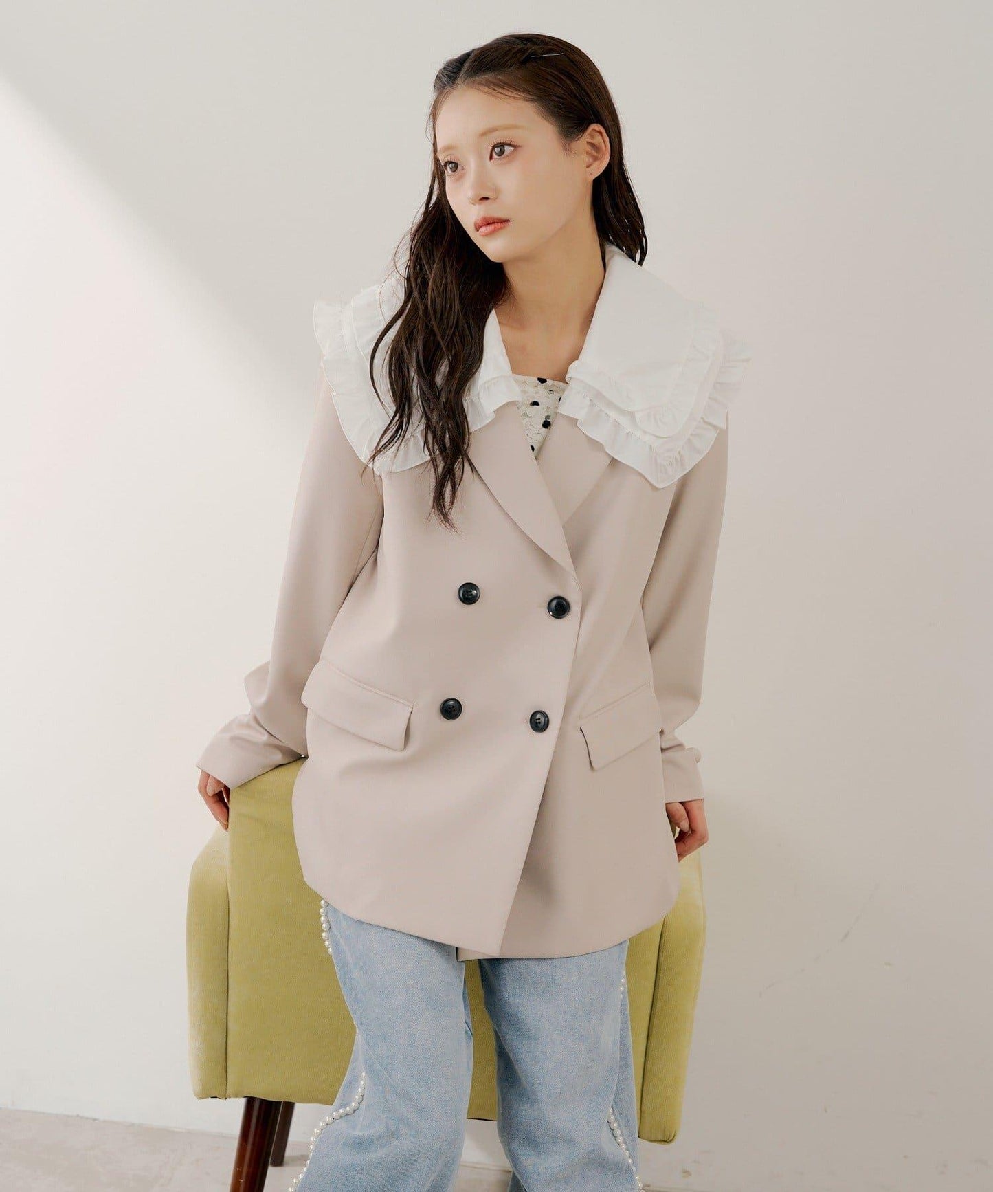 SALON by Chico 可拆卸領 雙層荷葉邊 外套