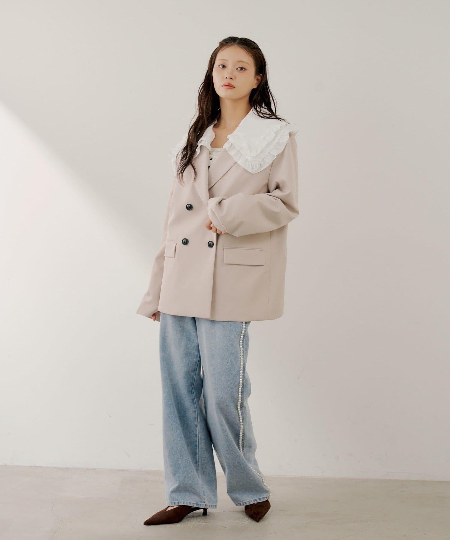 SALON by Chico 可拆卸領 雙層荷葉邊 外套