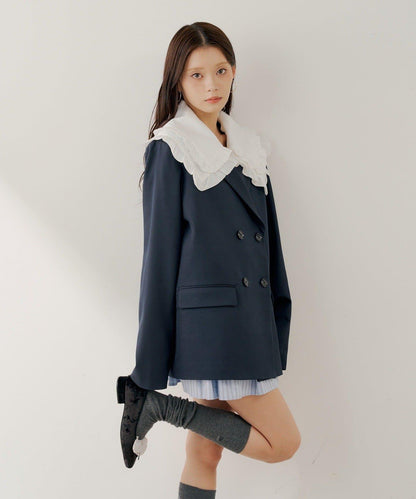 SALON by Chico 可拆卸領 雙層荷葉邊 外套