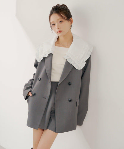 SALON by Chico 可拆卸領 雙層荷葉邊 外套