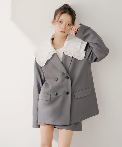 SALON by Chico 可拆卸領 雙層荷葉邊 外套