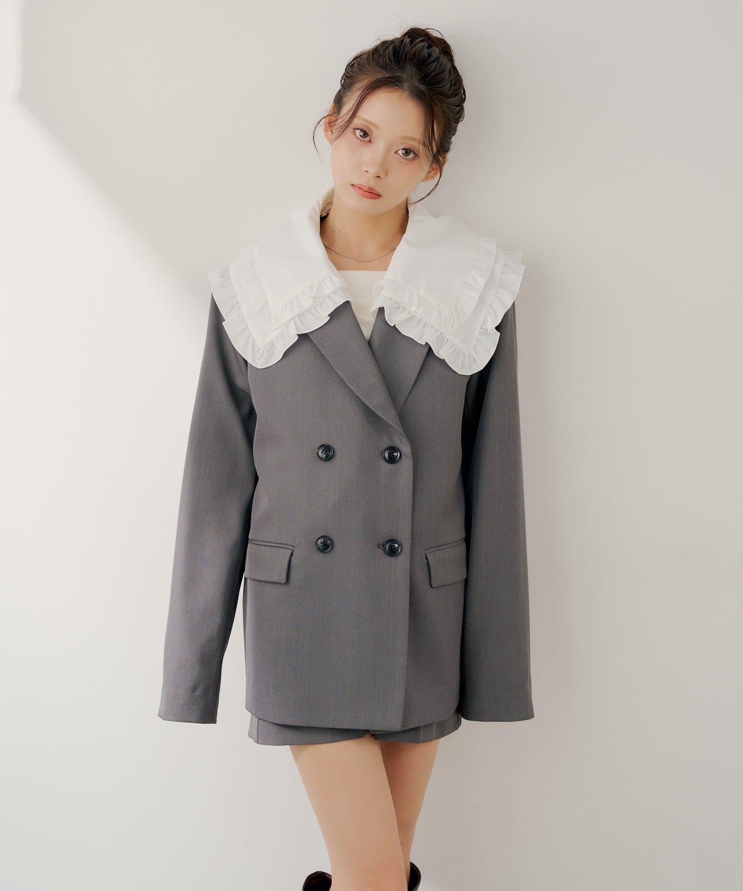 SALON by Chico 可拆卸領 雙層荷葉邊 外套