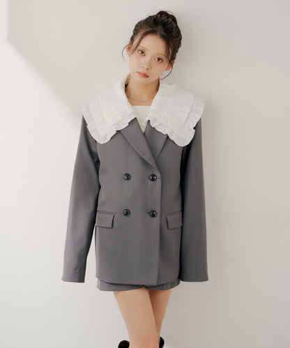 SALON by Chico 可拆卸領 雙層荷葉邊 外套