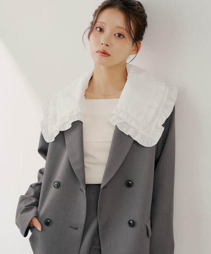 SALON by Chico 可拆卸領 雙層荷葉邊 外套