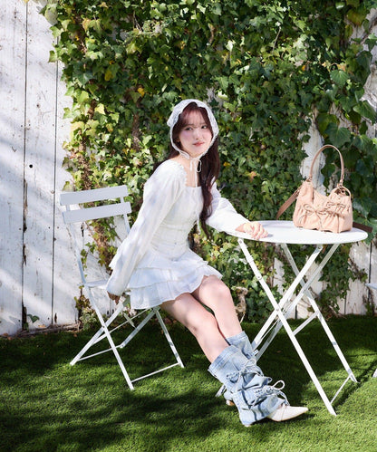 Denim Collection 蝴蝶結裝飾 直筒牛仔褲