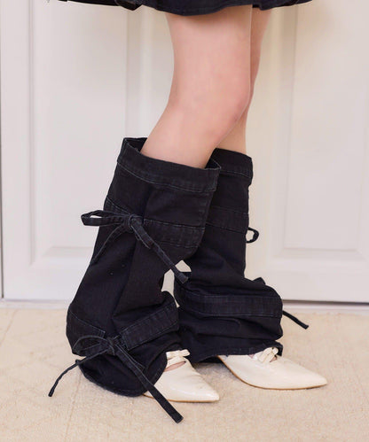 Denim Collection 蝴蝶結裝飾 直筒牛仔褲