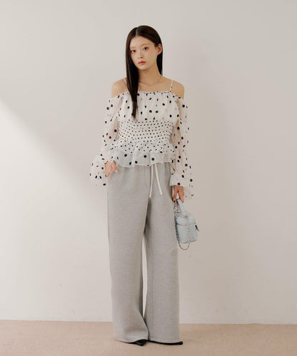 SALON by Chico 可拆卸袖荷葉擺褶皺襯衫