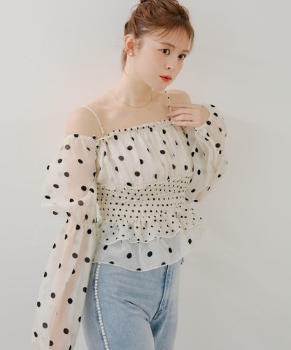 SALON by Chico 可拆卸袖荷葉擺褶皺襯衫