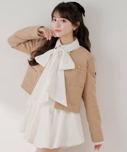 粗花呢金色紐扣 合作企劃系列 夾克