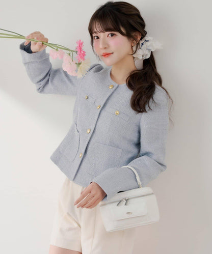 粗花呢金色紐扣 合作企劃系列 夾克