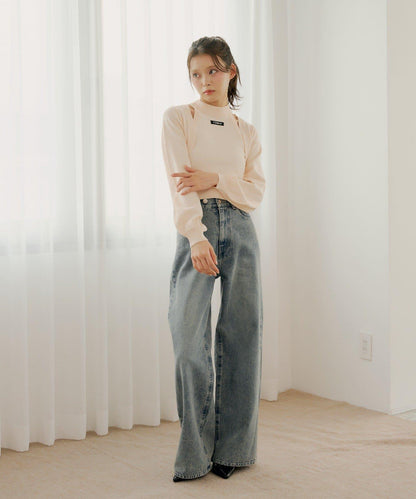 美式露肩設計 針織小披肩套裝