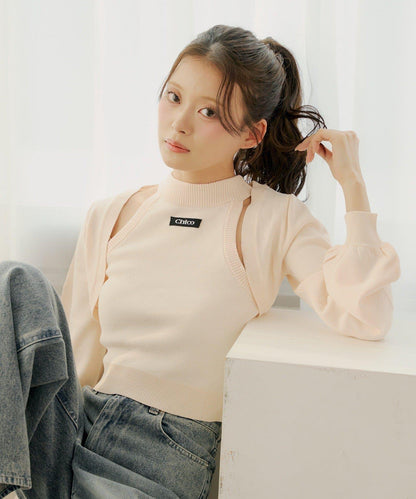 美式露肩設計 針織小披肩套裝