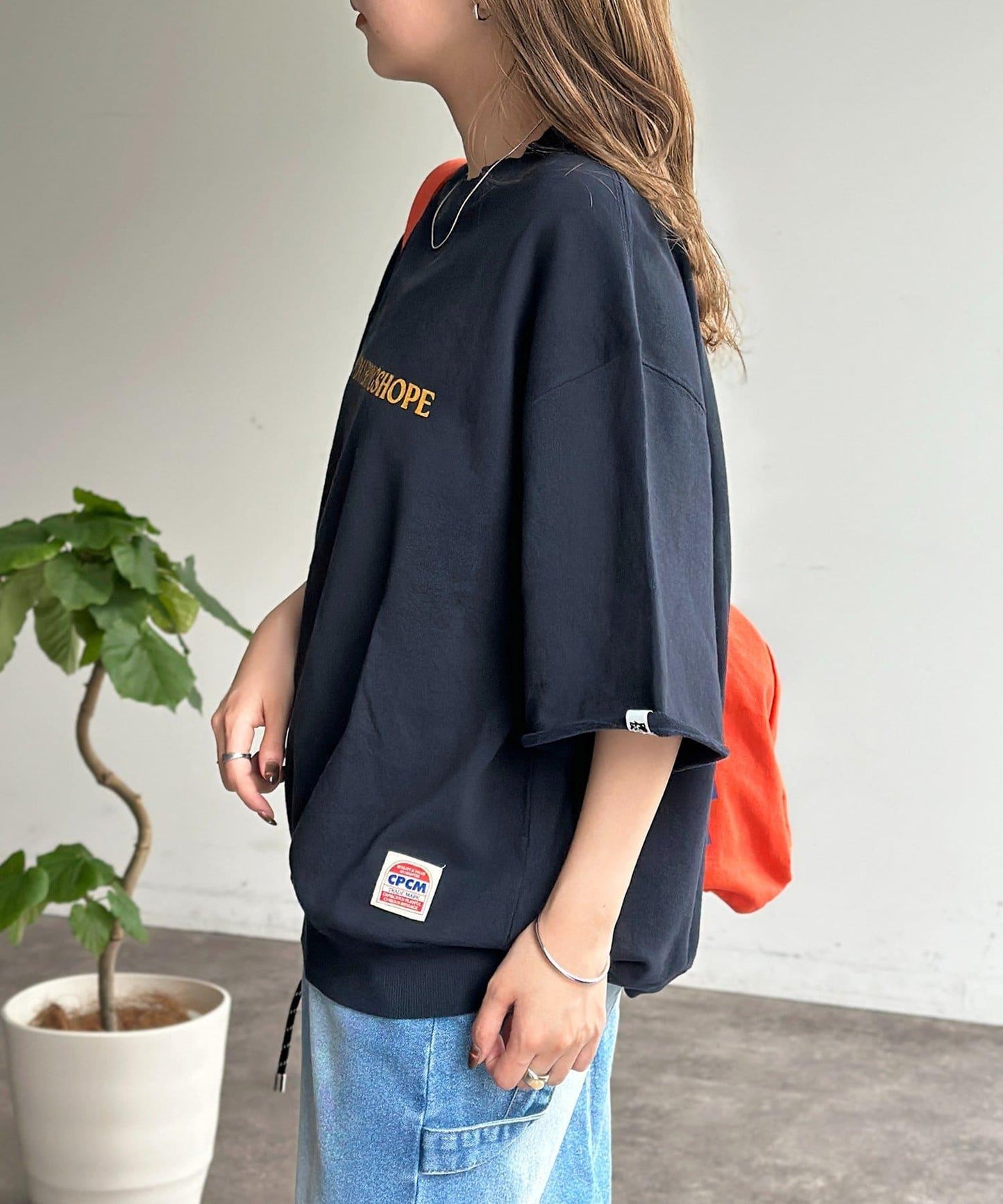 做舊染色 五分袖 毛圈衛衣