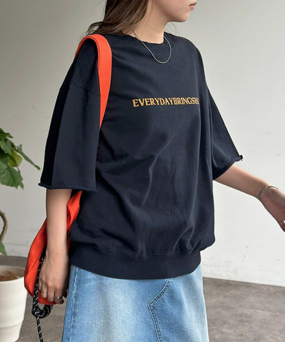 做舊染色 五分袖 毛圈衛衣