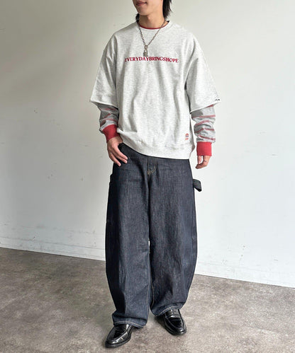 做舊染色 五分袖 毛圈衛衣