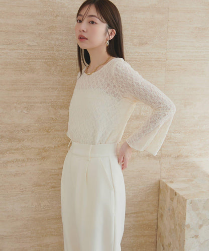 喇叭袖 可翻面蕾絲 上衣