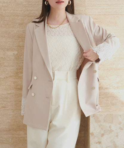 喇叭袖 可翻面蕾絲 上衣