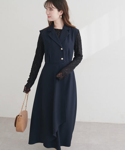 金扣西裝領連衣裙