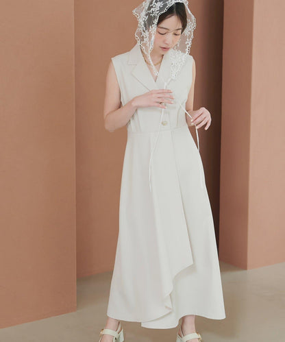 金扣西裝領連衣裙