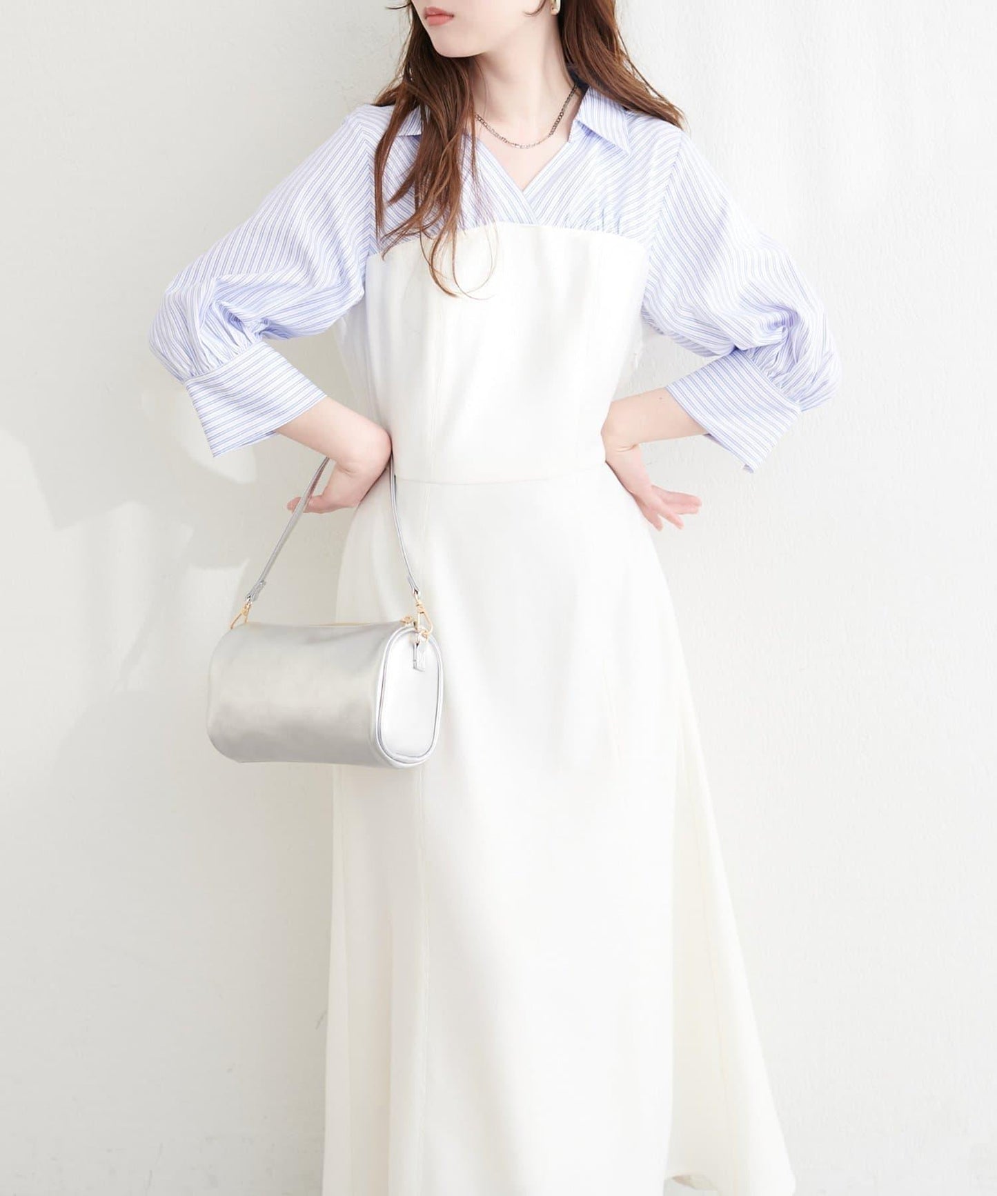 拼接設計 襯衫連衣裙