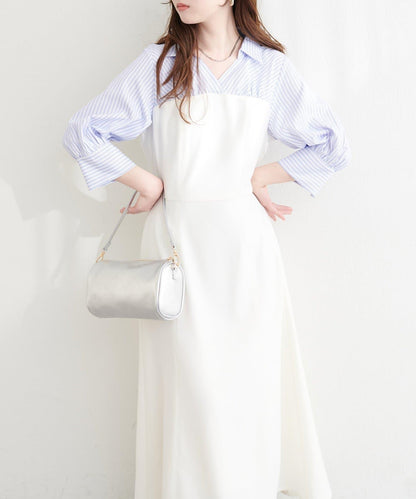 拼接設計 襯衫連衣裙