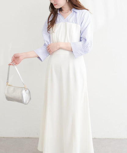拼接設計 襯衫連衣裙