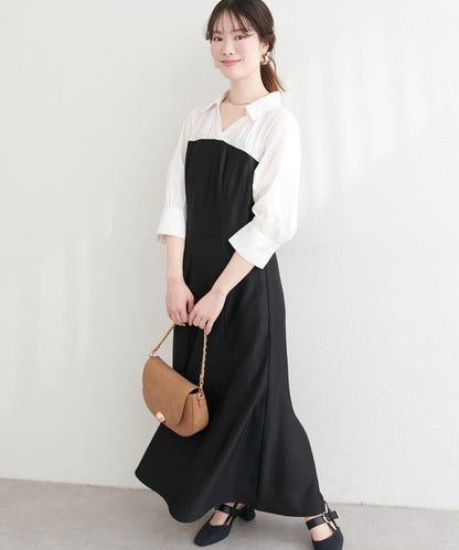 拼接設計 襯衫連衣裙