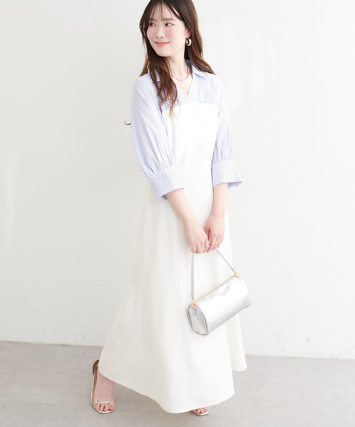 拼接設計 襯衫連衣裙