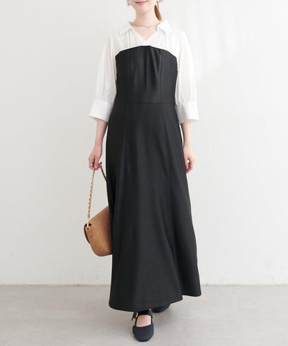 拼接設計 襯衫連衣裙