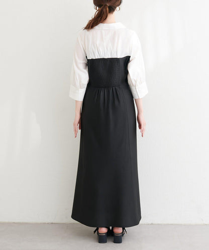 拼接設計 襯衫連衣裙